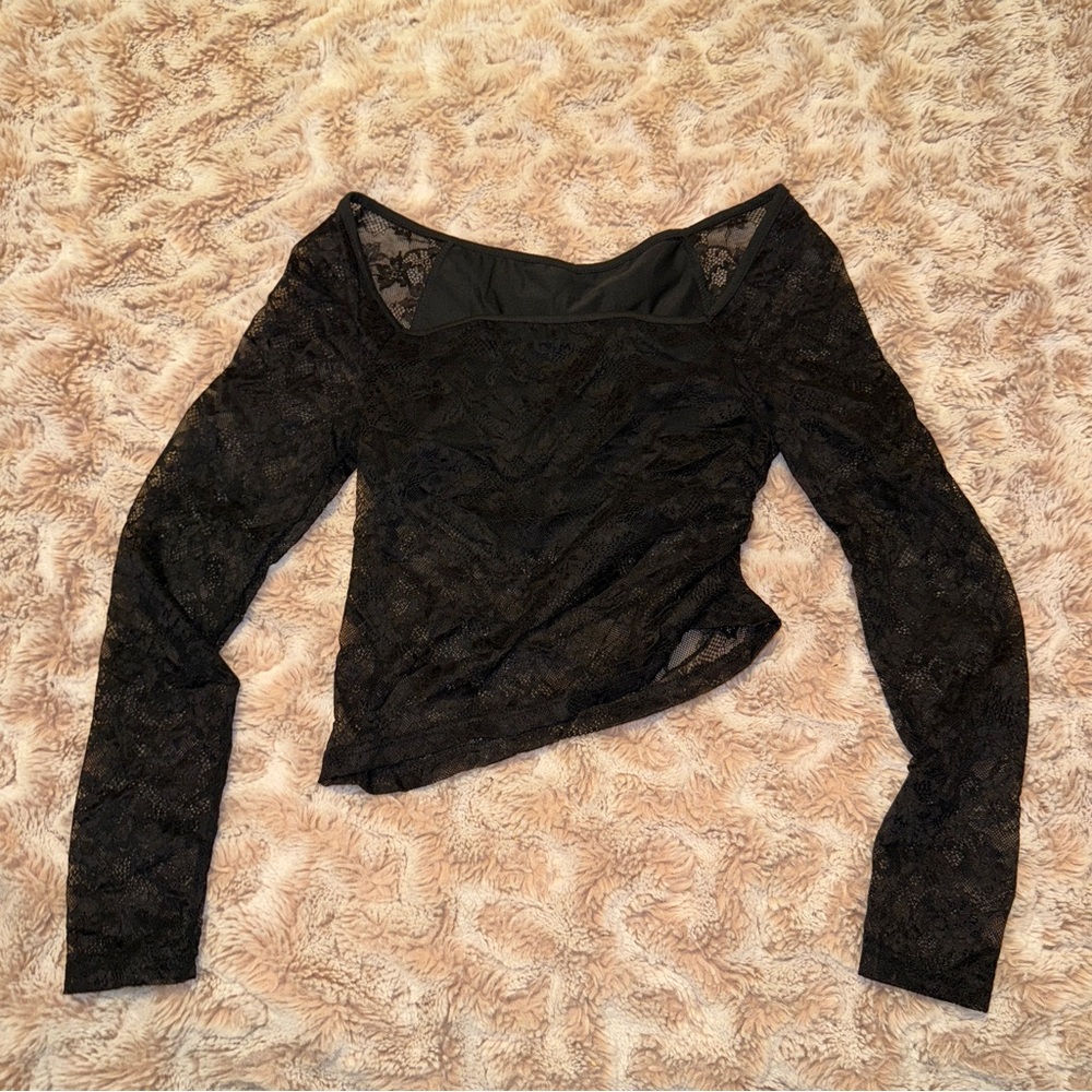 Shein Elegant Black Lace Symmetrical Top